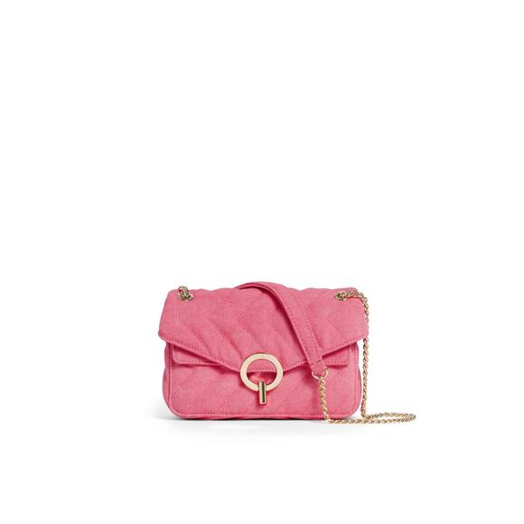 Sandro Pink Yza Quilted Gold Chain Canvas Bag - Picture 1 of 12
